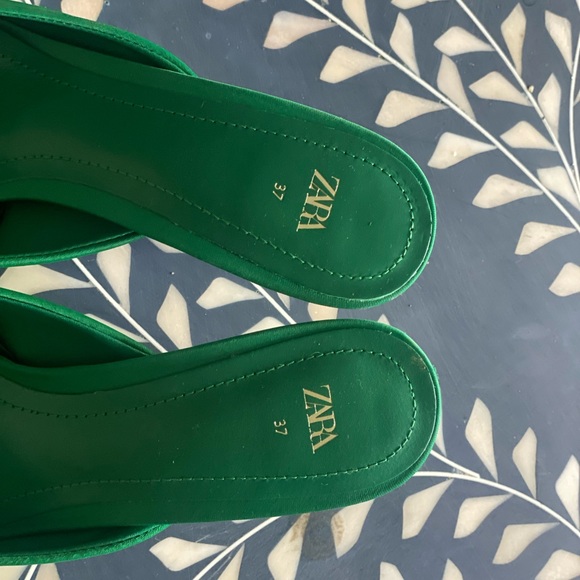 Zara green mules pointy toe heels - Picture 4 of 5
